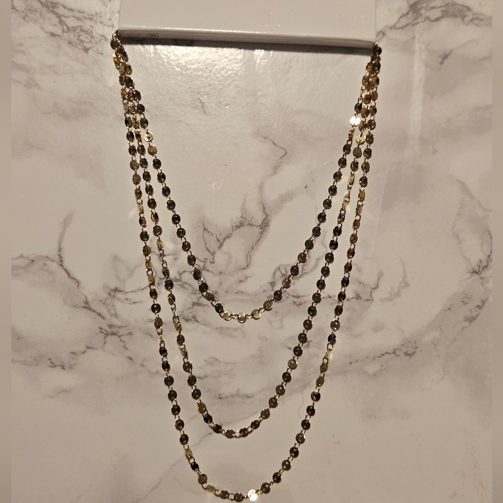 Layered Gold Disc Beaded Necklace